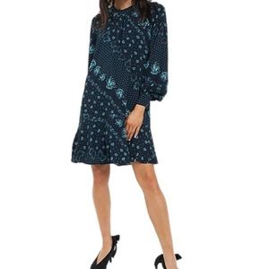 Whistles Diagonal Floral Printed Mini Dress NWT